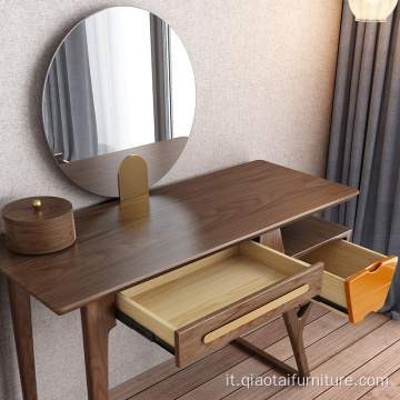 tavolo da trucco di lusso per mobili da camera da letto con specchio